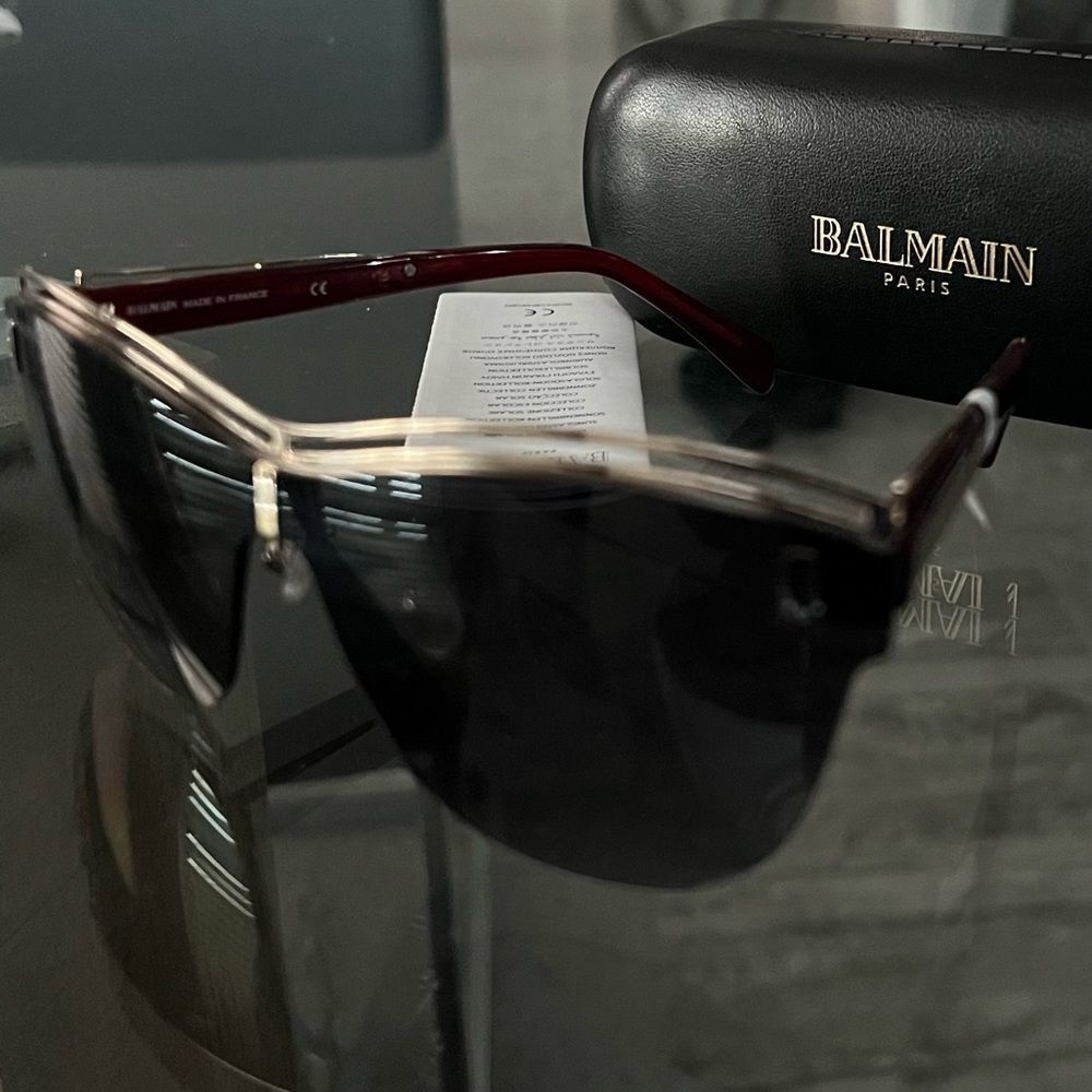 BALMAIN Sunglasses with Red Frames 70MM + Case, NWT - Picture 12 of 15